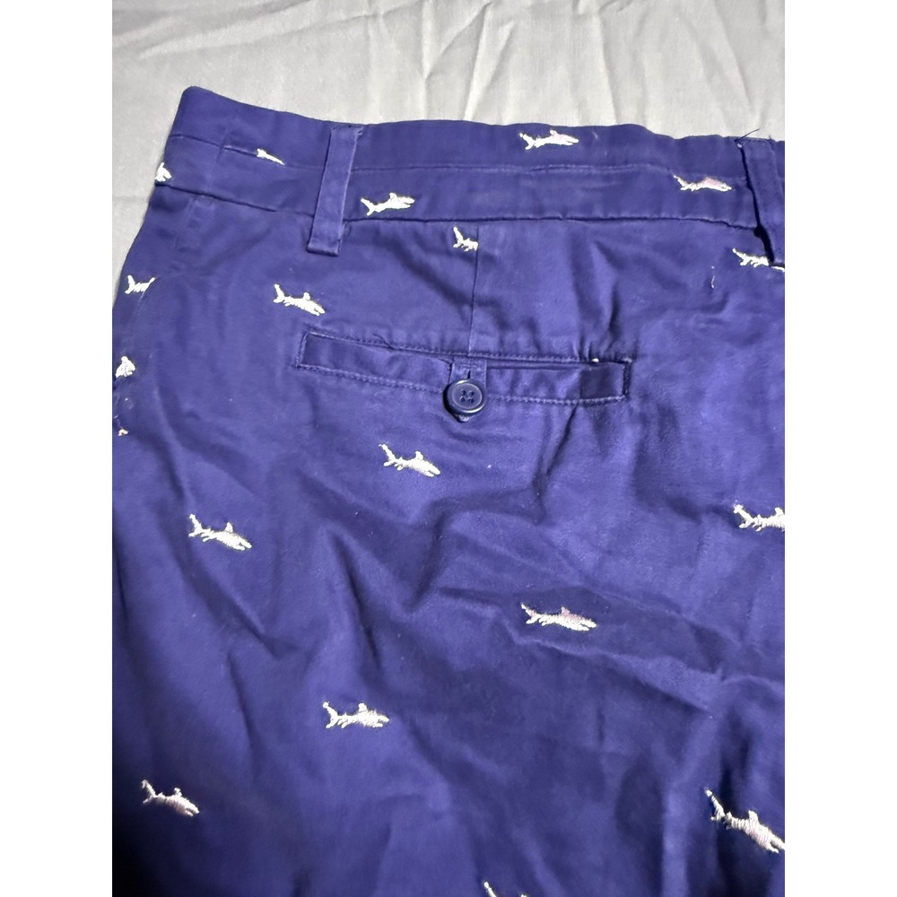 British Khaki Shorts Women Size 10 Navy Blue Good Shark Embroidered Chino Preppy